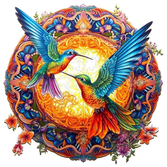 Mandala & Hummingbirds wooden jigsaw puzzle - Picture 1 of 2